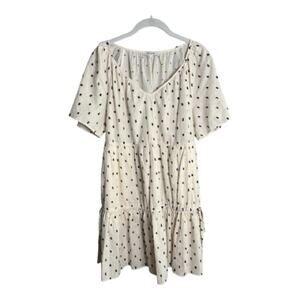 Madewell White Tiered Ruffle V Neck Black Polka Dot Dress Sz Small